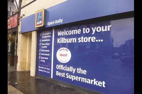 Aldi uses signage to promote its Which? accolade and  value-led offers